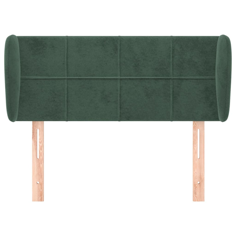vidaXL sötétzöld bársony fejtámla szárnyakkal 83x23x78/88 cm