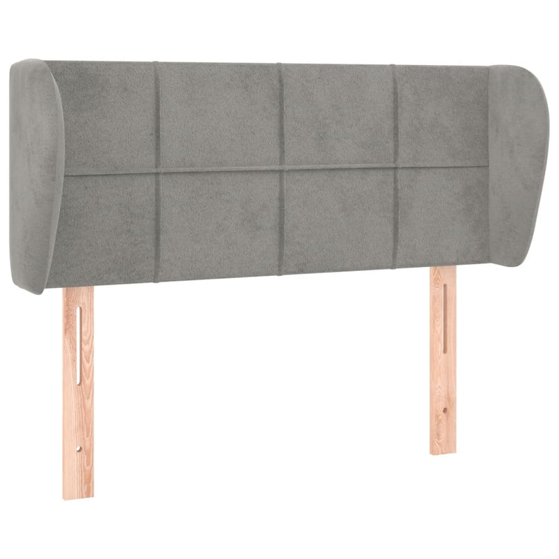vidaXL világosszürke bársony fejtámla szárnyakkal 103x23x78/88 cm
