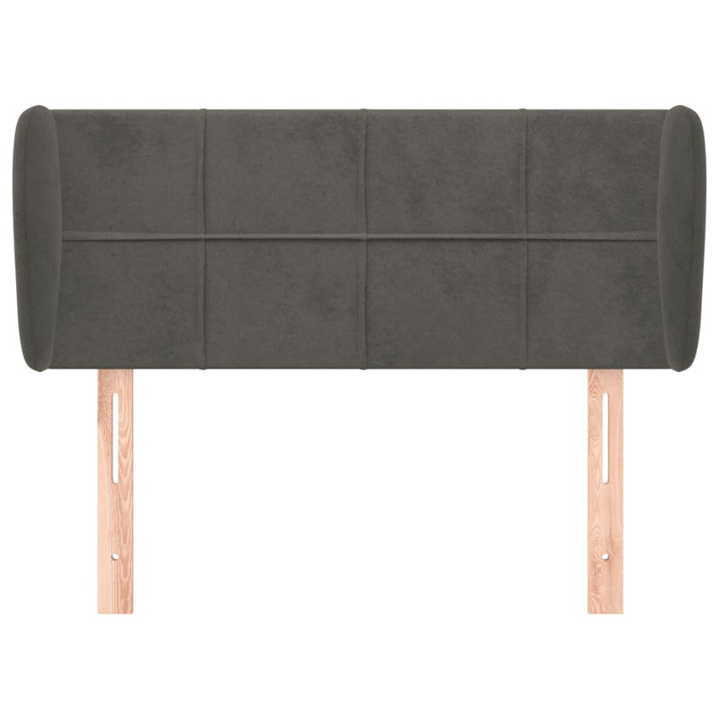 vidaXL sötétszürke bársony fejtámla szárnyakkal 103x23x78/88 cm