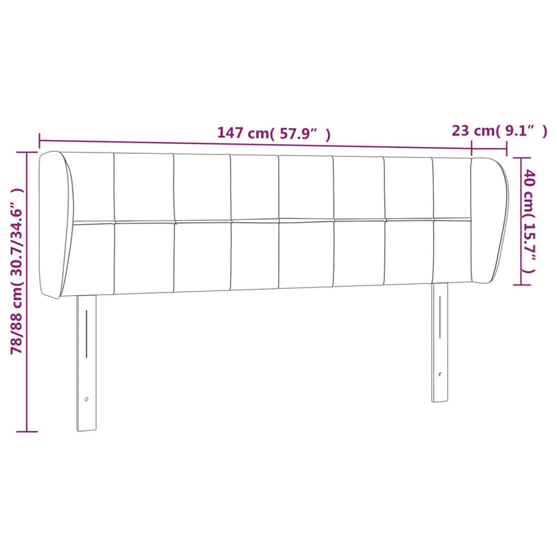 vidaXL sötétkék bársony fejtámla 147x23x78/88 cm