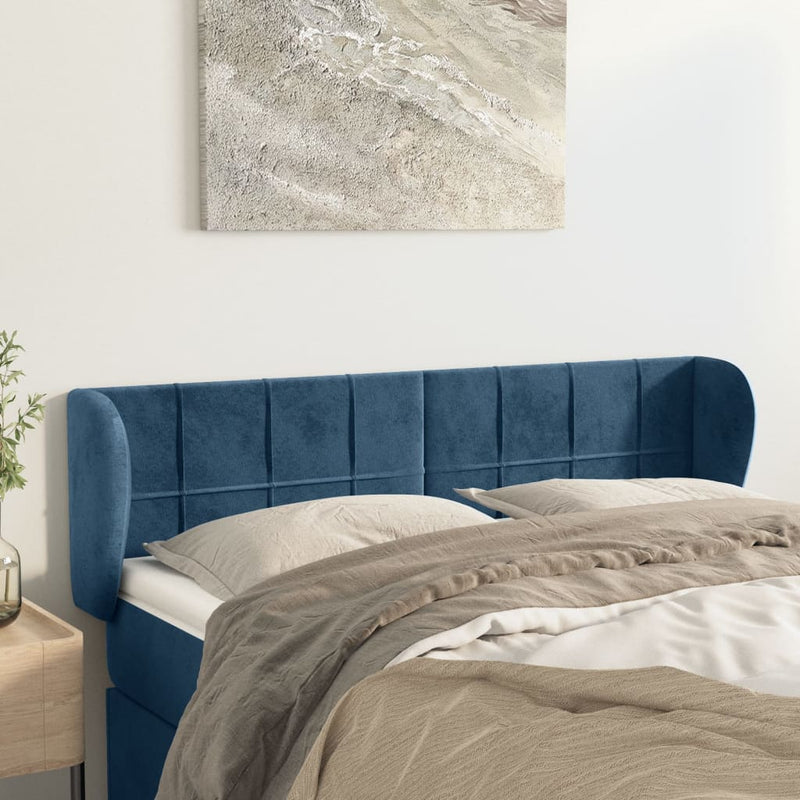 vidaXL sötétkék bársony fejtámla 147x23x78/88 cm