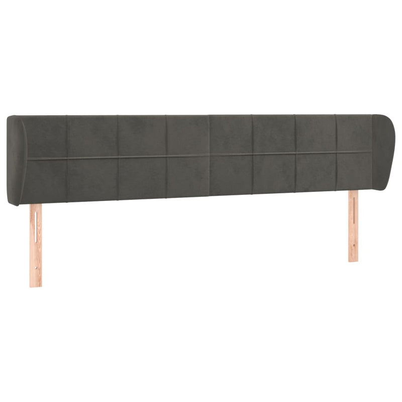 vidaXL sötétszürke bársony fejtámla szárnyakkal 183x23x78/88 cm