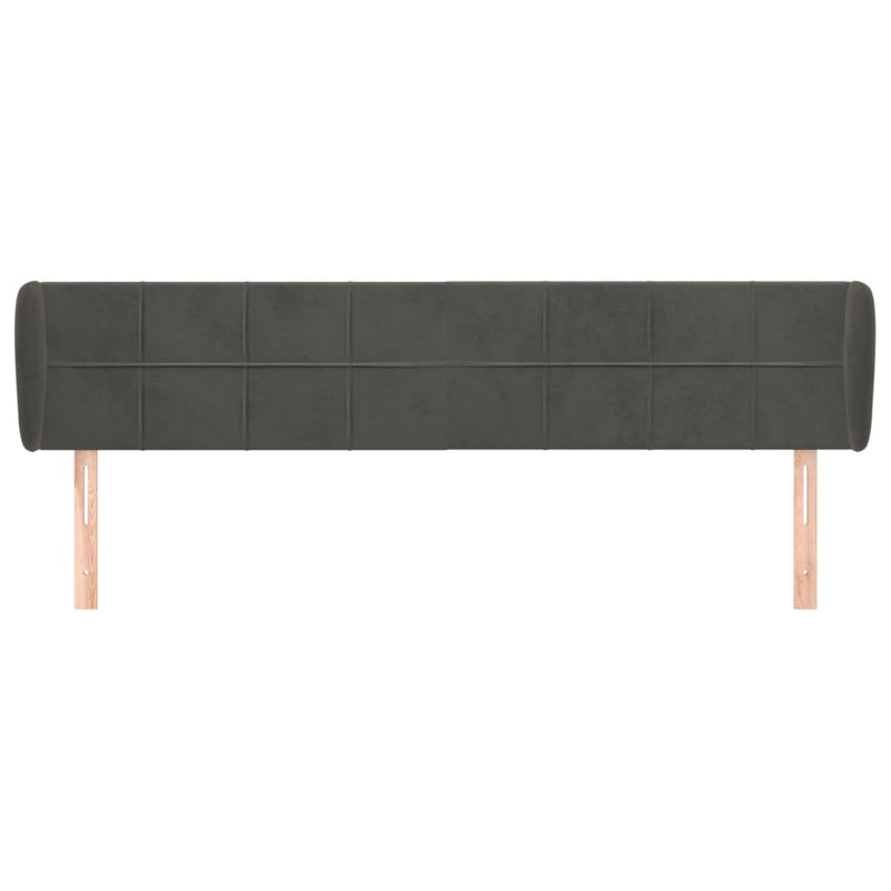 vidaXL sötétszürke bársony fejtámla szárnyakkal 183x23x78/88 cm
