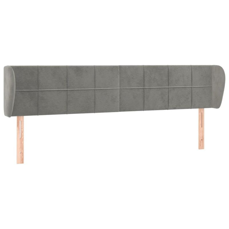 vidaXL világosszürke bársony fejtámla szárnyakkal 203x23x78/88 cm