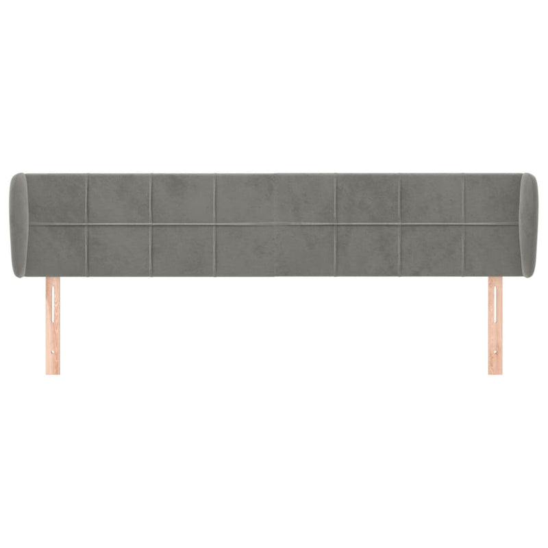 vidaXL világosszürke bársony fejtámla szárnyakkal 203x23x78/88 cm