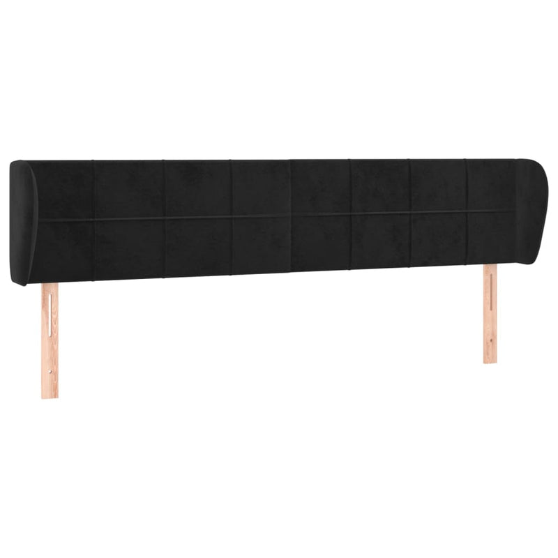 vidaXL fekete bársony fejtámla szárnyakkal 203x23x78/88 cm