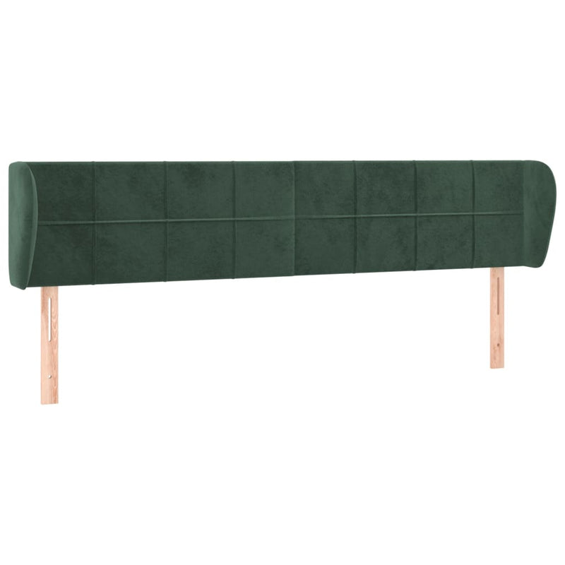 vidaXL sötétzöld bársony fejtámla szárnyakkal 203x23x78/88 cm