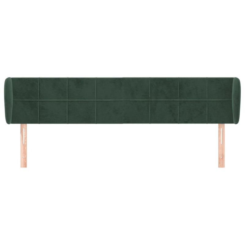 vidaXL sötétzöld bársony fejtámla szárnyakkal 203x23x78/88 cm