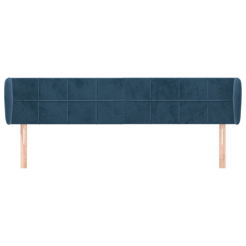 vidaXL sötétkék bársony fejtámla szárnyakkal 203x23x78/88 cm