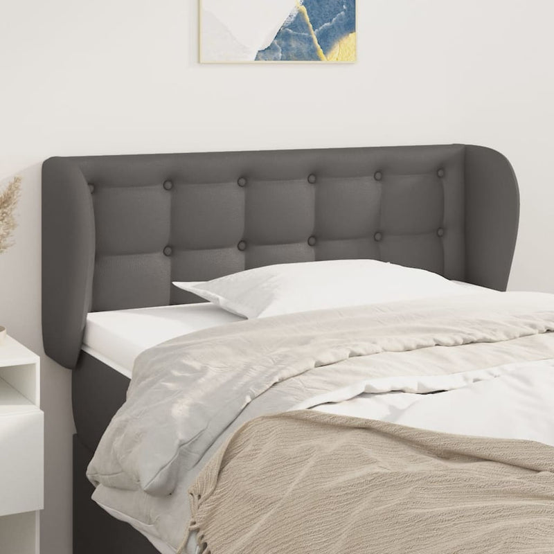 vidaXL szürke műbőr szárnyas fejtámla szárnyakkal 93x23x78/88 cm
