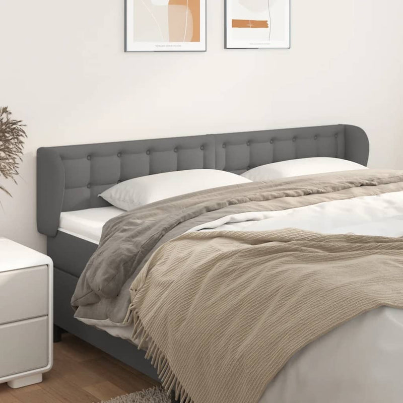 vidaXL szürke műbőr szárnyas fejtámla szárnyakkal 183x23x78/88 cm