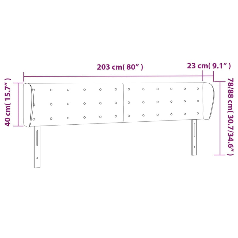 vidaXL krémszínű műbőr szárnyas fejtámla 203x23x78/88 cm