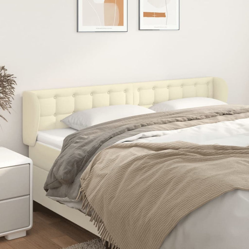 vidaXL krémszínű műbőr szárnyas fejtámla 203x23x78/88 cm