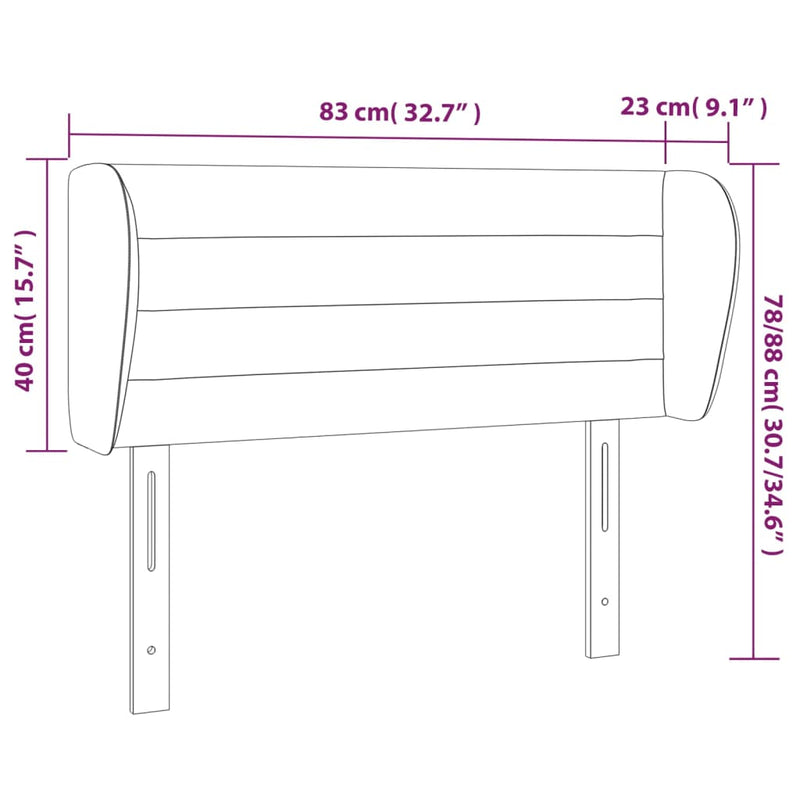 vidaXL sötétszürke szövet fejtámla szárnyakkal 83x23x78/88 cm