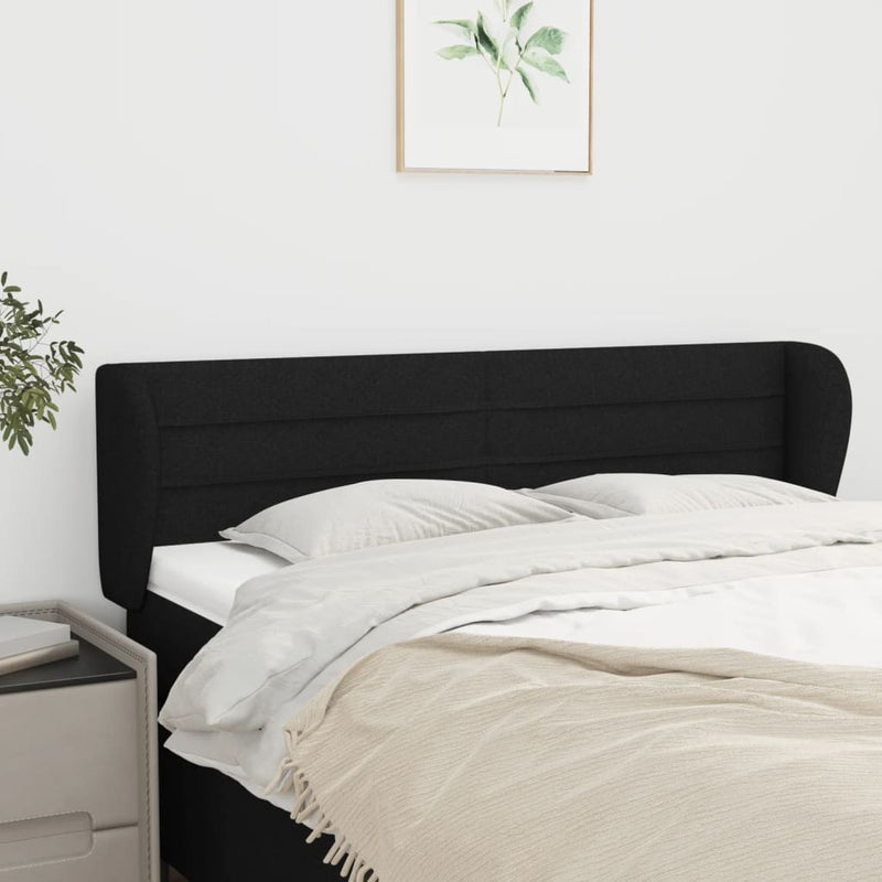 vidaXL fekete szövet fejtámla szárnyakkal 147x23x78/88 cm