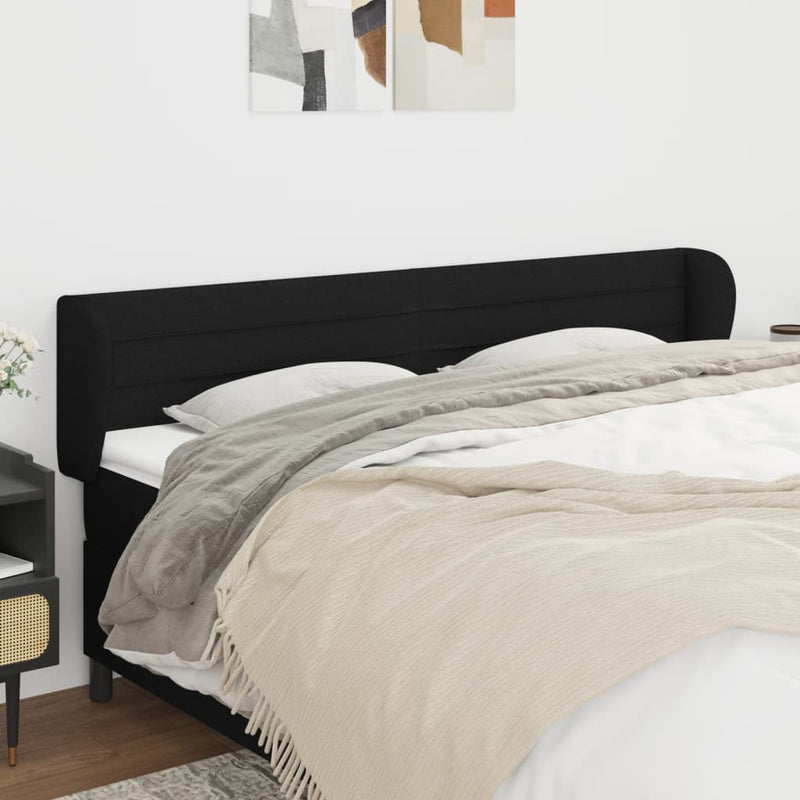 vidaXL fekete szövet fejtámla szárnyakkal 203x23x78/88 cm