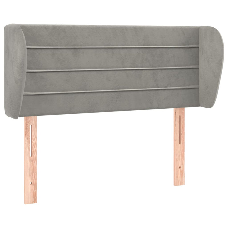 vidaXL világosszürke bársony fejtámla szárnyakkal 93x23x78/88 cm