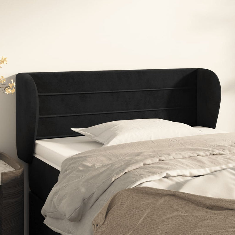 vidaXL fekete bársony fejtámla szárnyakkal 93x23x78/88 cm