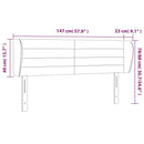vidaXL világosszürke bársony fejtámla szárnyakkal 147x23x78/88 cm