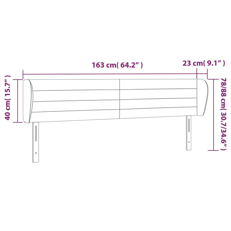 vidaXL sötétkék bársony fejtámla 163x23x78/88 cm