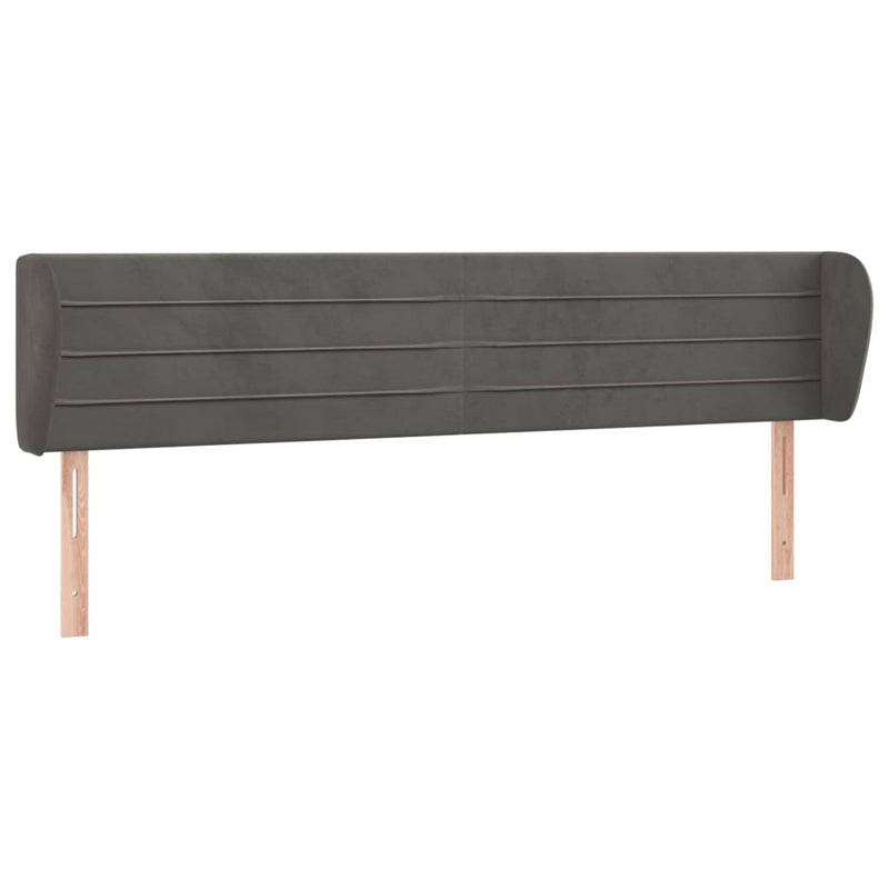 vidaXL sötétszürke bársony fejtámla szárnyakkal 203x23x78/88 cm