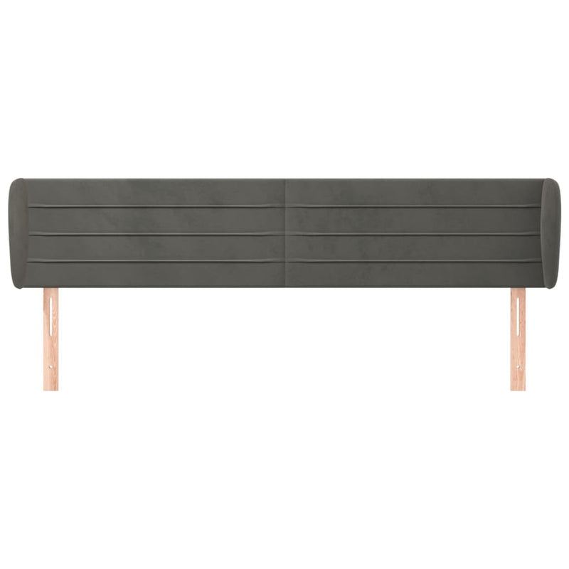 vidaXL sötétszürke bársony fejtámla szárnyakkal 203x23x78/88 cm