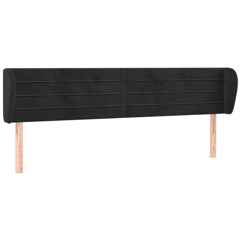 vidaXL fekete bársony fejtámla szárnyakkal 203x23x78/88 cm