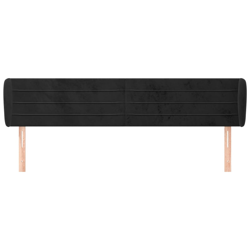 vidaXL fekete bársony fejtámla szárnyakkal 203x23x78/88 cm