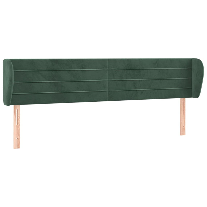 vidaXL sötétzöld bársony fejtámla szárnyakkal 203x23x78/88 cm