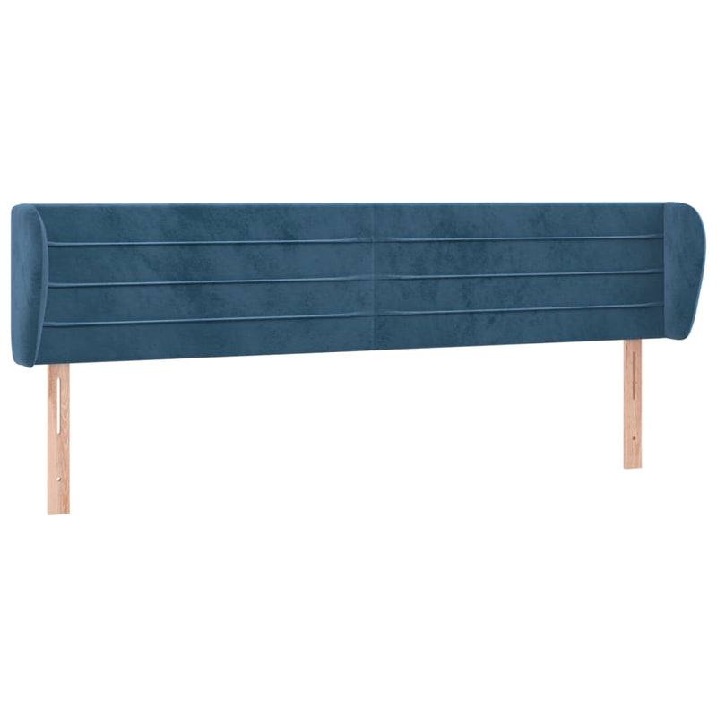 vidaXL sötétkék bársony fejtámla szárnyakkal 203x23x78/88 cm