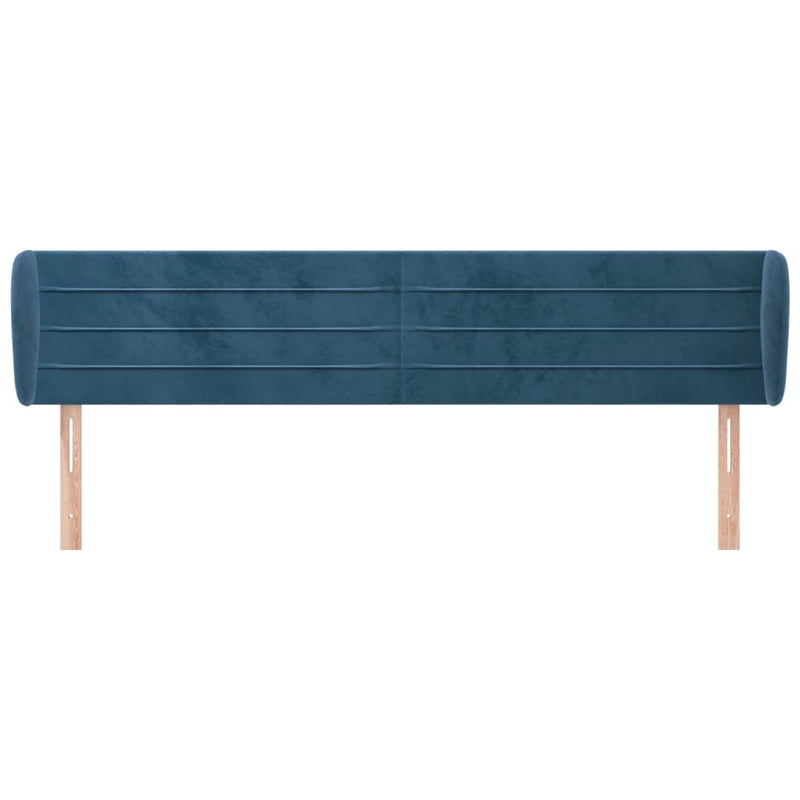 vidaXL sötétkék bársony fejtámla szárnyakkal 203x23x78/88 cm