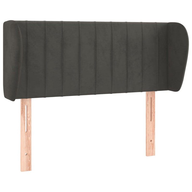 vidaXL sötétszürke bársony fejtámla szárnyakkal 203x23x78/88 cm