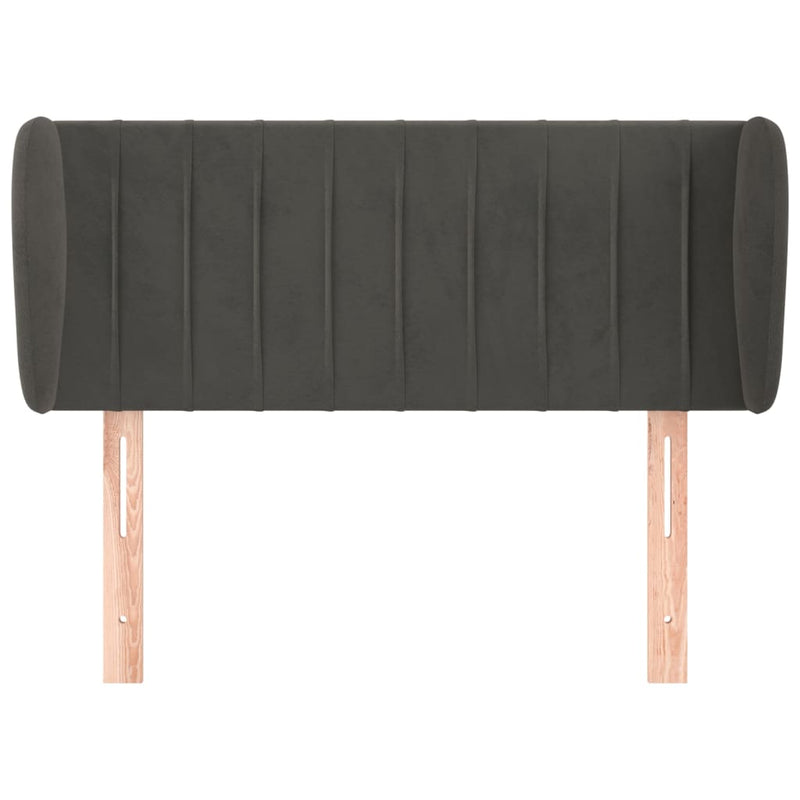 vidaXL sötétszürke bársony fejtámla szárnyakkal 203x23x78/88 cm