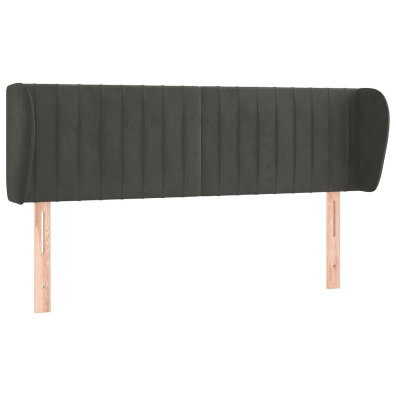 vidaXL sötétszürke bársony fejtámla szárnyakkal 147x23x78/88 cm