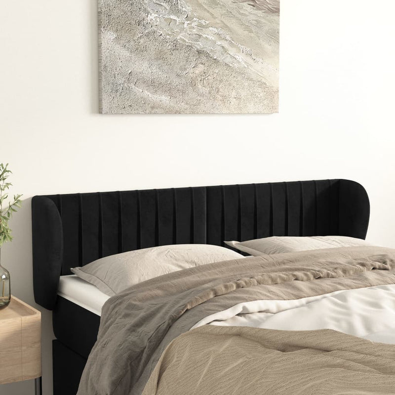 vidaXL fekete bársony fejtámla szárnyakkal 147x23x78/88 cm