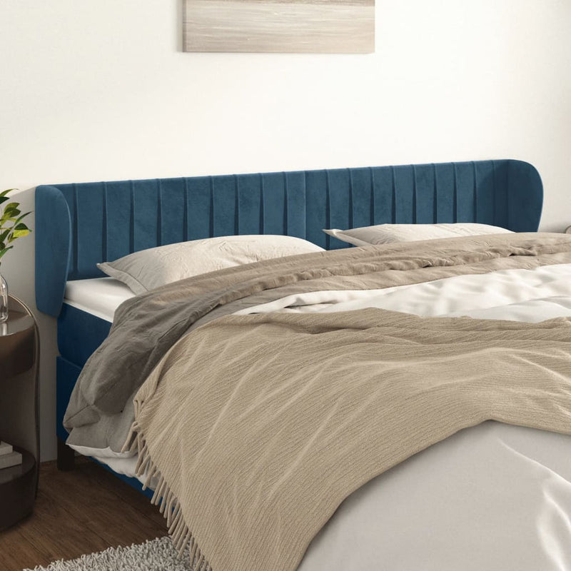 vidaXL sötétkék bársony fejtámla 163x23x78/88 cm