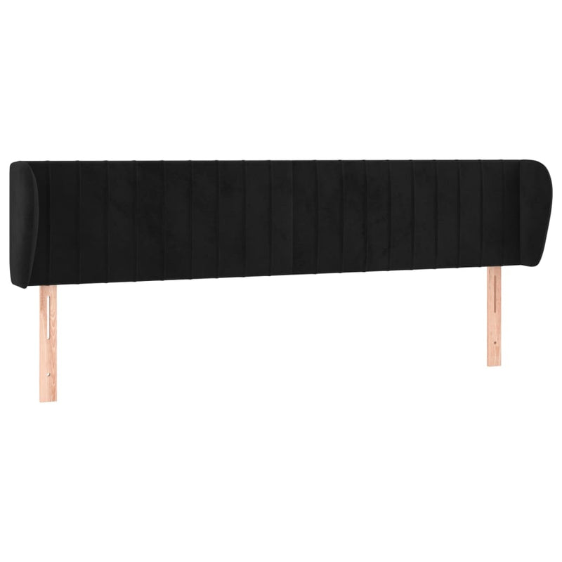 vidaXL fekete bársony fejtámla szárnyakkal 183x23x78/88 cm