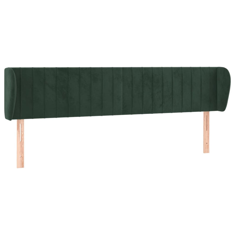 vidaXL sötétzöld bársony fejtámla szárnyakkal 183x23x78/88 cm