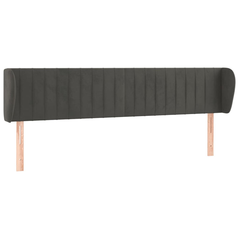vidaXL sötétszürke bársony fejtámla szárnyakkal 203x23x78/88 cm