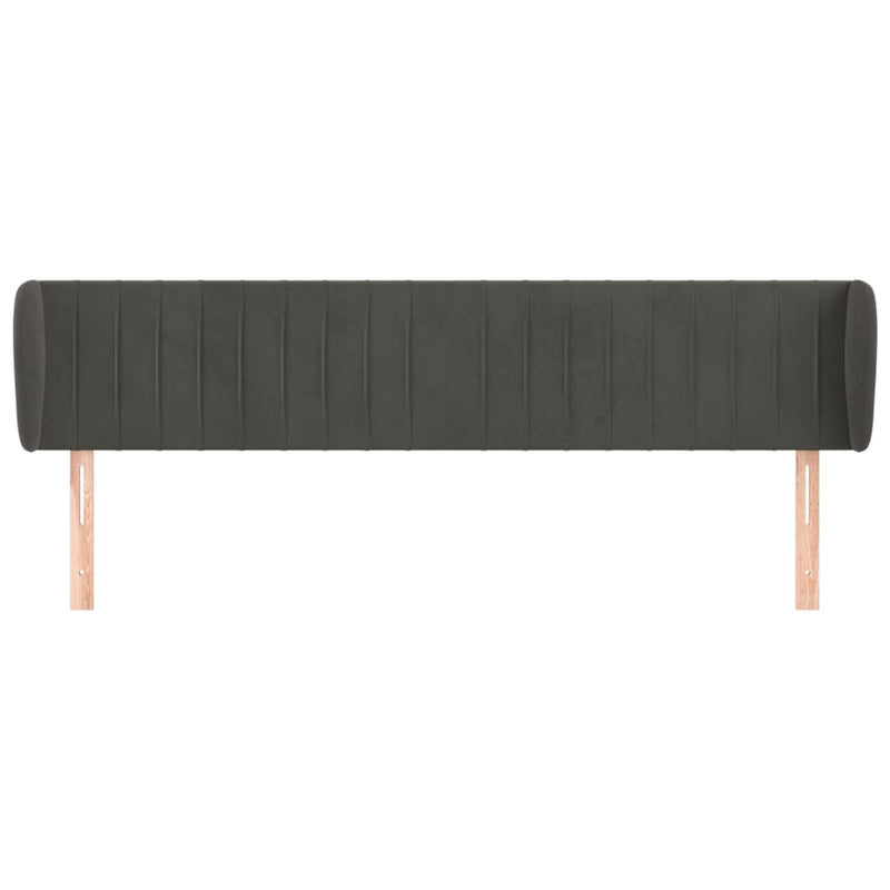 vidaXL sötétszürke bársony fejtámla szárnyakkal 203x23x78/88 cm
