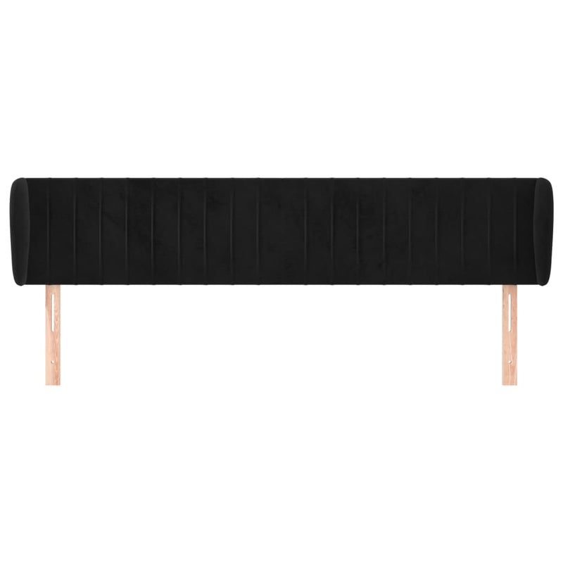 vidaXL fekete bársony fejtámla szárnyakkal 203x23x78/88 cm