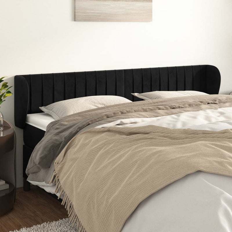 vidaXL fekete bársony fejtámla szárnyakkal 203x23x78/88 cm