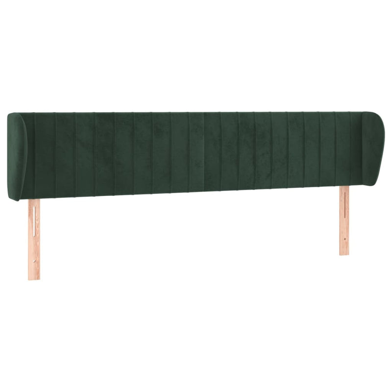 vidaXL sötétzöld bársony fejtámla szárnyakkal 203x23x78/88 cm