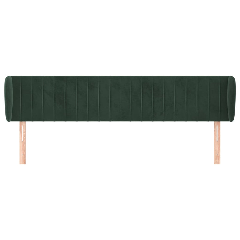 vidaXL sötétzöld bársony fejtámla szárnyakkal 203x23x78/88 cm
