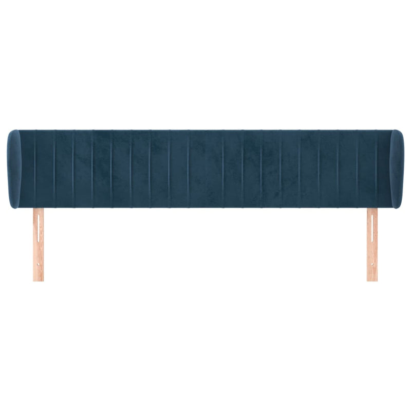 vidaXL sötétkék bársony fejtámla szárnyakkal 203x23x78/88 cm