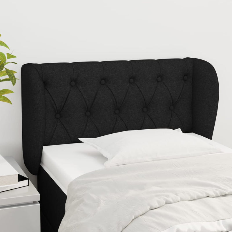 vidaXL fekete szövet fejtámla szárnyakkal 83x23x78/88 cm