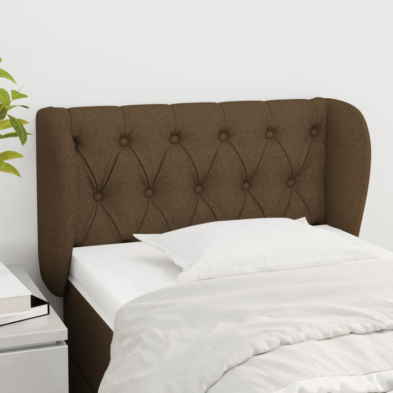 vidaXL sötétbarna szövet fejtámla szárnyakkal 83x23x78/88 cm