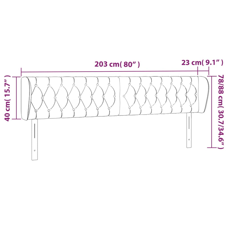 vidaXL krémszínű szövet fejtámla 203x23x78/88 cm
