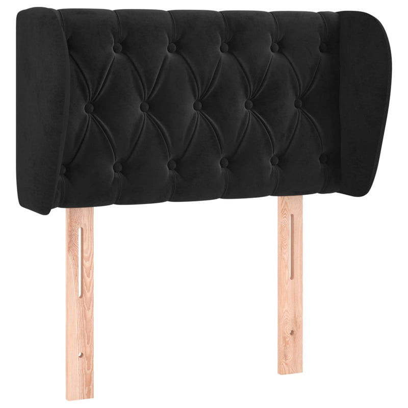 vidaXL fekete bársony fejtámla szárnyakkal 83x23x78/88 cm