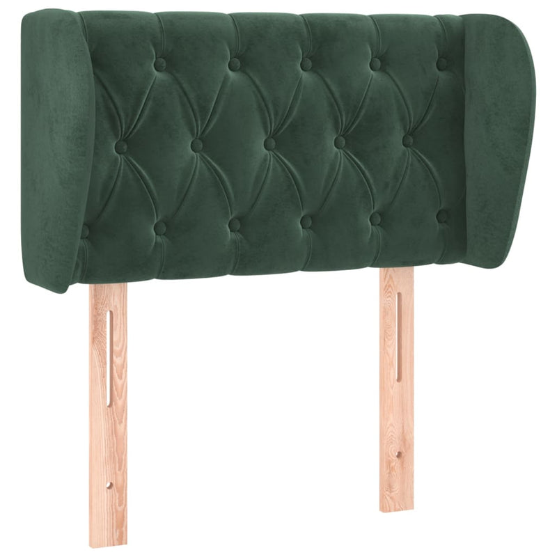 vidaXL sötétzöld bársony fejtámla szárnyakkal 83x23x78/88 cm